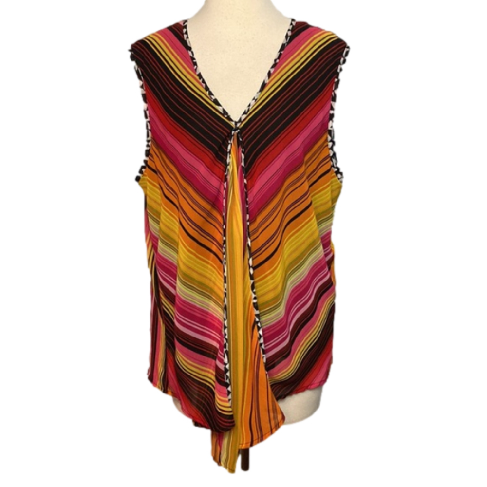 Beverly Drive Sleeveless Flowing Multi Color Top 1X